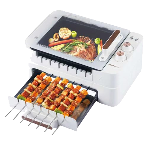 MIOAOTCE 3-IN-1 Skewer Electric Indoor Grill - 1000W Electric Grill with 360° Auto-Rotating